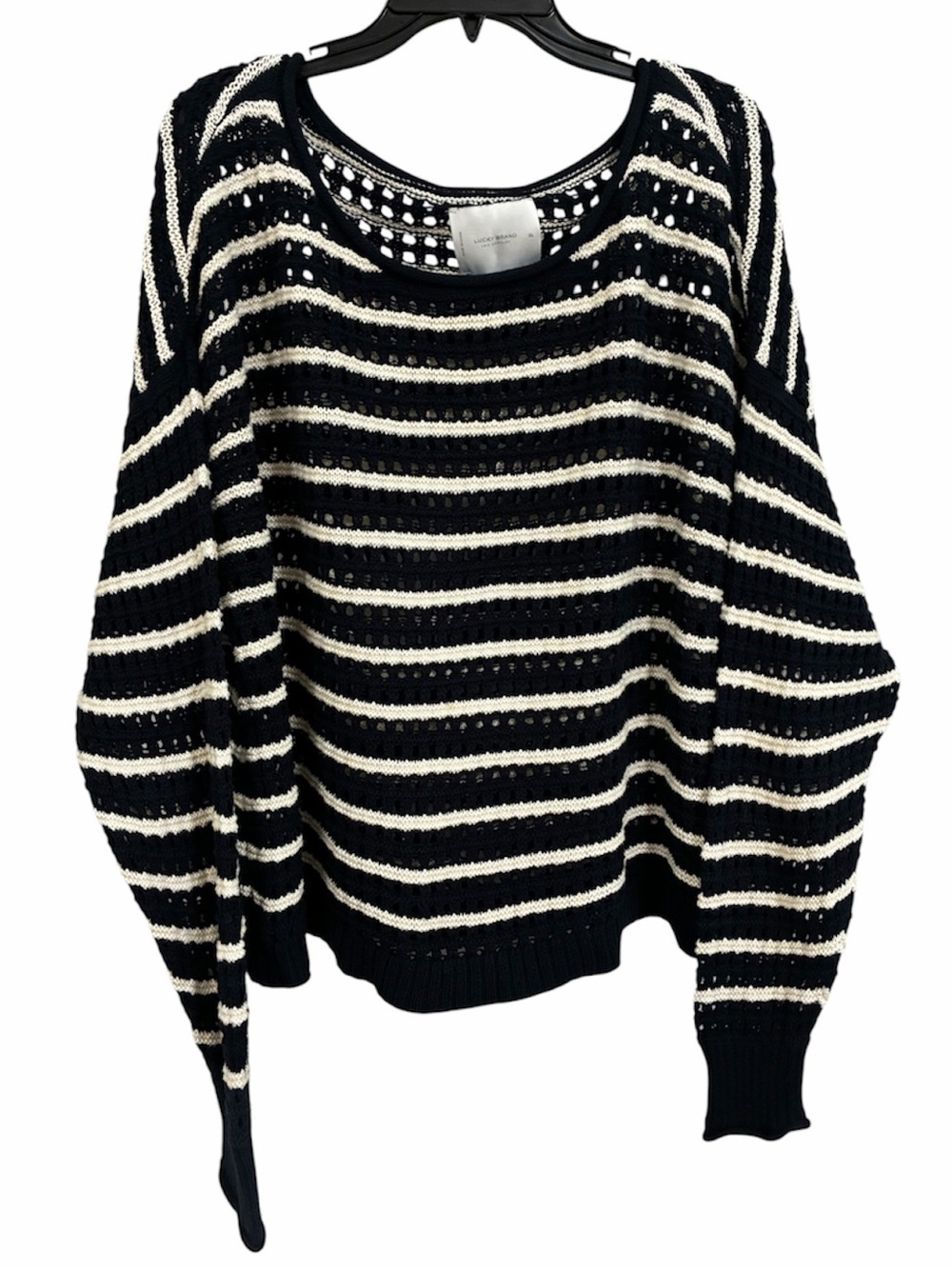 Lucky Brand Pointelle Knit Stripe Cotton Sweater